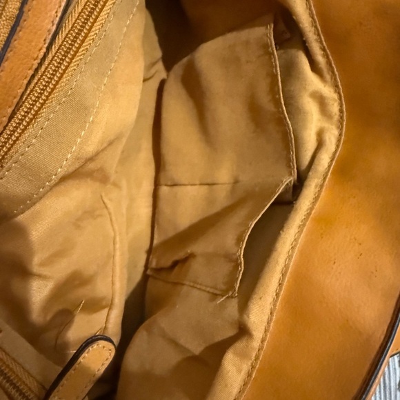 Vintage Y2K western Orange mustard leather shoulder bag baguette style purse - Picture 5 of 14